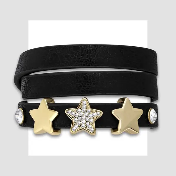 Montebello Armband Cosa Black - Pu Leer - Messing - Ster - 15mm - 19cm thumbnail