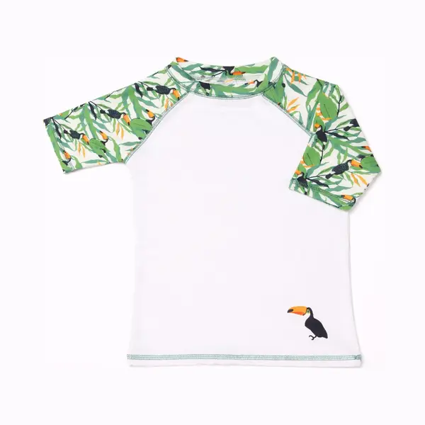 Ducksday - Uv-Zwemshirt Voor Kinderen - Uv-werend UPF50+ - Rashguard Met Korte Mouwen - Unisex - Toucan - Maat 8 Jaar thumbnail