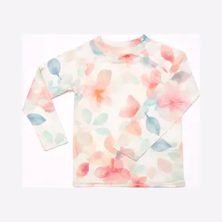Ducksday - Uv-Zwemshirt Voor Kinderen - Uv-werend UPF50+ - Rashguard Met Lange Mouwen - Meisje - Bliss - Bloemen Pastel - Maat 2 Jaar