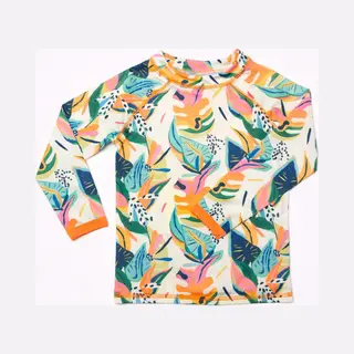 Ducksday - Uv-Zwemshirt Voor Kinderen - Uv-werend UPF50+ - Rashguard Met Lange Mouwen - Unisex - Moana - Tropsiche Print - Maat 6 Jaar