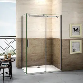 Aica Sanitair Schuifdeur Douchewand 140x195cm Met Zijwand 80x195cm, 8mm Helder Nano Veiligheidsglas Antikalk, douchecabine