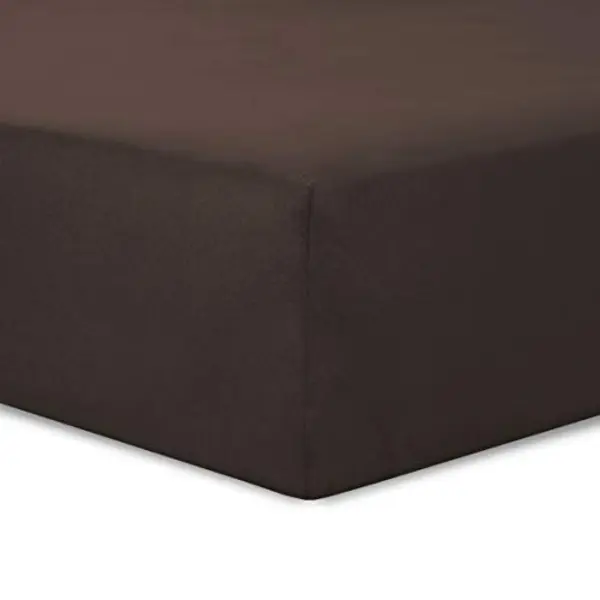Vision Spannbettlaken - 100% Baumwolle - Spannbettuch 180 X 200 Cm Für Dobbelbett Und Matratzenhöhe Bis 30cm - Schokoladen - 4 Elastische Ecken - thumbnail