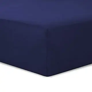 Vision Spannbettlaken - 100% Baumwolle - Spannbettuch 180 X 200 Cm Für Dobbelbett Und Matratzenhöhe Bis 30cm - Marineblau - 4 Elastische Ecken -