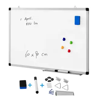 Acaza Magnetic A1 Whiteboard 90 X 60cm, Dry Erase White Board, With Pen, Tray And Eraser, Aluminum, For School, Office Or Home, White