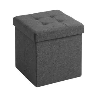 Acaza Poef - Hocker - Opvouwbaar - 38 X 38 X 38 Cm - Donkergrijs - Opberger