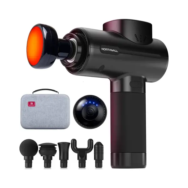 Northwall Massage Gun Professional Pro - Massagepistole Mit Etui Und 6 Aufsätzen, Einschließlich Wärmemassagekopf - Leistungsstarkes Und Kabelloses thumbnail