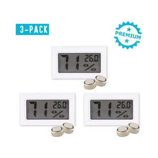 Qitch & Quisine Qitch&Quisine - Hygro - Vochtmeter - Hygrometer - Hygrometer Met Batterijen - Wit - Inclusief Thermometer - Digitale Luchtvochtigheidsmeter - Voor