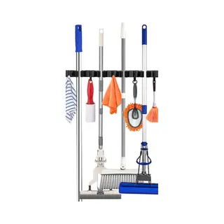 Luxe Bezemhouder - Opbergsysteem - Bezem Ophangsysteem - Gereedschapshouder - Ophanghaken - Tuingereedschap - Gereedschap Opbergen - Zwart