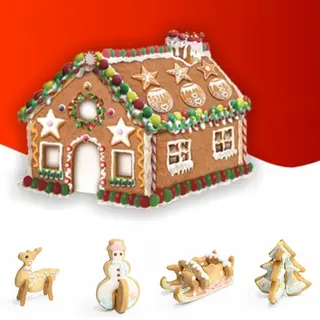 ZijTak - Kerst Uitsteekvorm - Gingerbread House - Figuren Kerstboom Hert Slee Sneeuwman - 18 Stuks