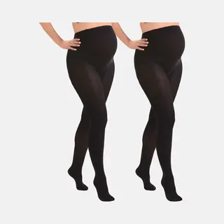 Mamsy - 2-Pack Opaque Zwangerschapspanty 60den - Zwart - Xxl
