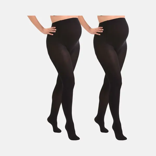 Mamsy - 2-Pack Opaque Zwangerschapspanty 60den - Zwart - Xxl thumbnail