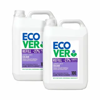 Ecover - Vloeibaar Wasmiddel Kleur - Voordeelverpakking 2 X 5 L - 200 Wasbeurten - Kleurbescherming & Pluisverwijdering - Plantaardig & Biologisch