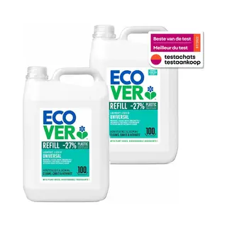 Ecover - Vloeibaar Wasmiddel Universal - Promopack 2 X 5 L - 200 Wasbeurten - Plantaardig & Biologisch Afbreekbaar - Krachtige Reiniging Bij 20°C -