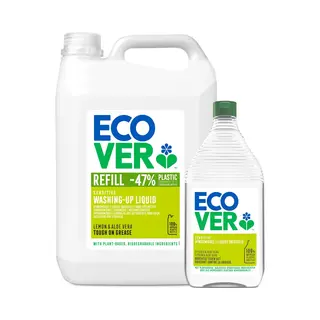 Ecover Afwasmiddel - Grootverpakking 5 L + 950 Ml - Plantaardig & Biologisch Afbreekbaar - Fles Van Gerecycled Plastic - Citroen & Aloë Vera Geur