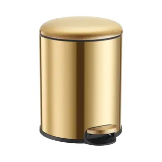 HÜSq Slimbin Luxe Prullenbak Van 5 Liter - Gouden Pedaalemmer Voor Toilet, Badkamer, Keuken Of Kantoor - Vuilnisbak In Goud Kleur