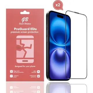 Gb Smart Solutions Gb ProGuard Elite Screenprotector Voor IPhone 16 Plus - 2 Stuks – Gehard Glas – Volledige Dekking – Krasbestendig & Schokabsorberend