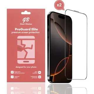 Gb Smart Solutions Gb ProGuard Elite Screenprotector Voor IPhone 16 Pro Max - 2 Stuks – Gehard Glas – Volledige Dekking – Krasbestendig & Schokabsorberend