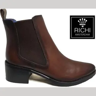 Richi´s Grote Maten Damesschoenen Richi Amsterdam 75801-02 Bottine Linat Brown Maat 43