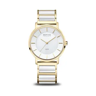 Bering, Armbanduhr, 19535-714, Gold, Weiss, Grau, (Analoguhr, 35 mm)