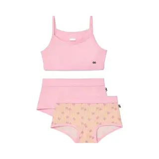 Woody Ondergoed Set Meisjes - Roze – Vlinder - 1 Topje En 2 Boxers - Maat 128