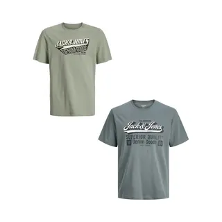 Jack & Jones 2 T-shirts Jongens - Blauw En Groen - JJElogo - Maat 152