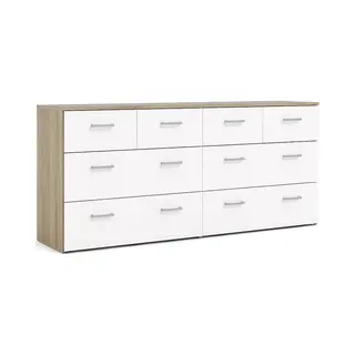 Ebuy24 Spell Kommode Breit 4 Kleine Und 4 Grosse Schubladen Eiche Dekor, Weiss.