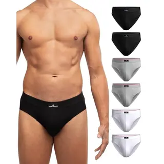 Danish Endurance 6er Pack Herren Slips, Klassischer Slip Herren Aus Baumwolle, Weiche Unterwäsche, Mehrfarbig (2X Schwarz, 2X Grau, 2X Weiß), Xl