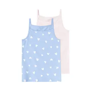 Name It Mädchen Nkfstrap Top 2p Serenity Heart Noos Unterhemd, Serenity, 158-164 Eu