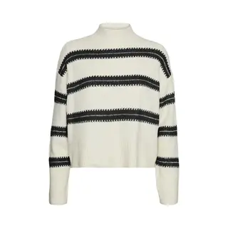 Vero Moda Trui Vmdazzle Ls Highneck Pullover Ga Bo 10310850 Birch/w Black Dames Maat - S