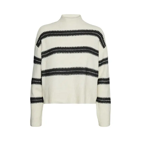 Vero Moda Trui Vmdazzle Ls Highneck Pullover Ga Bo 10310850 Birch/w Black Dames Maat - S thumbnail