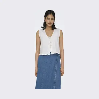 Only Gilet Onljakiri Linen S/l Emb Vest Ptm 15346503 Bright White Dames Maat - M