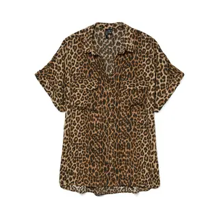 Vero Moda Blusenshirt Leopardenmuster, Kurzärmelig, Vordertaschen Vmbumpy Ss Shirt Aop Wvn Ga Noos
