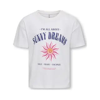 Only Kogruth Solei Life S/S Top Box Cs Jrs Meisjes T-shirt - Cloud Dancer Sunny Dreams