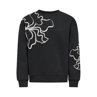 Only Kogodessa Life L/S O-Neck Box Ub Cp Swt Meisjes Trui - Black Blurry Flower