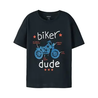 Name It Shirt Hemelsblauw / Roestrood / Zwart / Wit