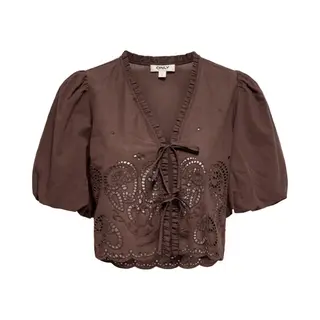 Only - Onlbryson S/S Short Emb Tie Top Wvn Dames Top