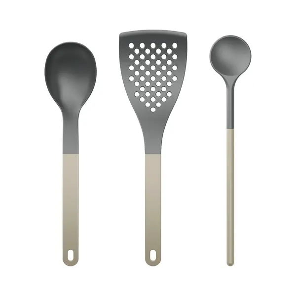 Rosti New Optima Küchenhelfer Set, Pfannenwender, Kochlöffel, Servierlöffel, Küchen Zubehör 3-teilig Nylon, Hitzebeständig 220°C, Humus thumbnail