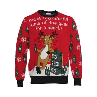 Jule Sweaters Foute Kersttrui Dames & Heren - Christmas Sweater "Most Wonderful Time For A Beer" - Mannen & Vrouwen Maat M
