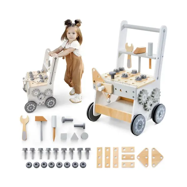 Mamabrum Lauflernwagen 3-in-1-Walker Aus Holz, Holzspielzeug Für Motorische Entwicklung thumbnail