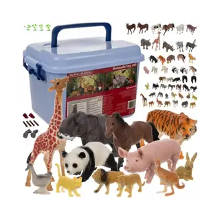 Kruzzel Dieren Speelset – 48 Figuren Met Koffer – Educatief Speelgoed