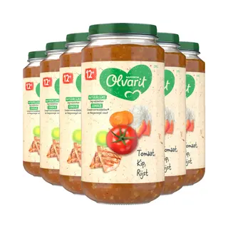 6x Olvarit Maaltijd 12m Tomaat Kip Rijst 250 Gr