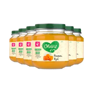 6x Olvarit 1e Groentehapje 4m Pompoen Rijst 125 Gr