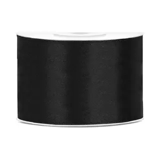 PartyDeco Satinband Schwarz, 50 Mm, 25 M