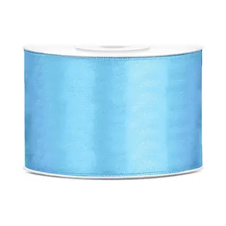 PartyDeco Satinband Hellblau, 50 Mm, 25 M