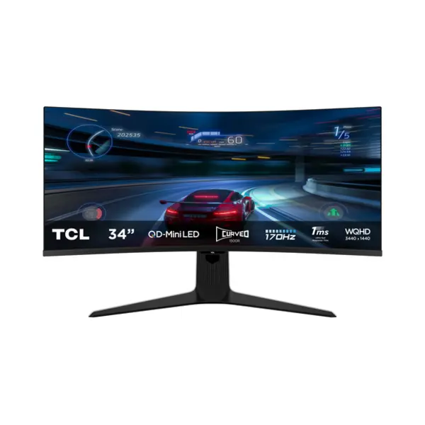 Tcl R83 34R83Q computer monitor 94 cm (37") 3440 x 1440 Pixels Led Zwart, Wit thumbnail