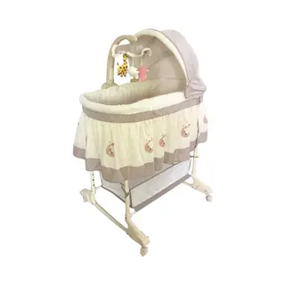 Milly Mally - Wieg - Multifunctionele Wieg Met Verstelbare Hoogte, Beige, Hout - Ledikant - Schommelwieg - Afstandsbediening - Carrousel - Wiegje -