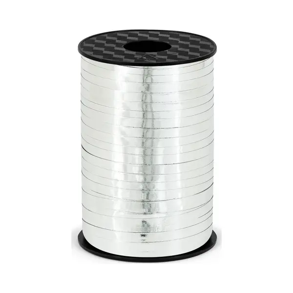 PartyDeco Polyband – Geschenkband Geschenkschleife Für Luftballons Geschenke Verpacken – Silber Metallic, 5 Mm thumbnail