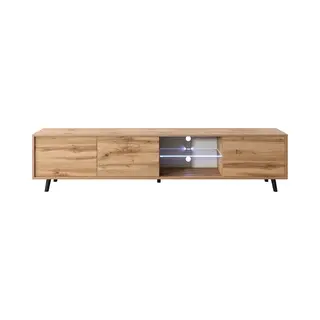 Selsey Tv-Schrank Galhad Tv-Lowboard Mit Beleuchteter Glasvitrine, Creme