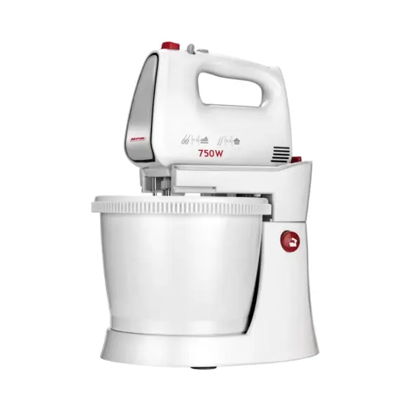 Mpm Mmr-20z Mixer Backmischgerät Mit Rotierender Schüssel 3 Liter, Bpa-frei, 5 Geschwindigkeitsstufen + Turbo, Schneebesen Und Knethaken Aus Edelstahl, thumbnail
