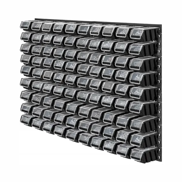 Werkstattwandregal, Wandplatten, 116 X 78 Cm, Schwarz, 90 Tlg. - Kadax thumbnail